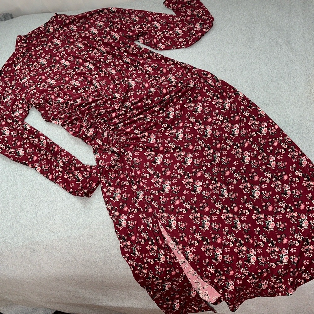 Dual Nature Midi Floral Dress XL Stretchy Maternity Comfortable Fitted